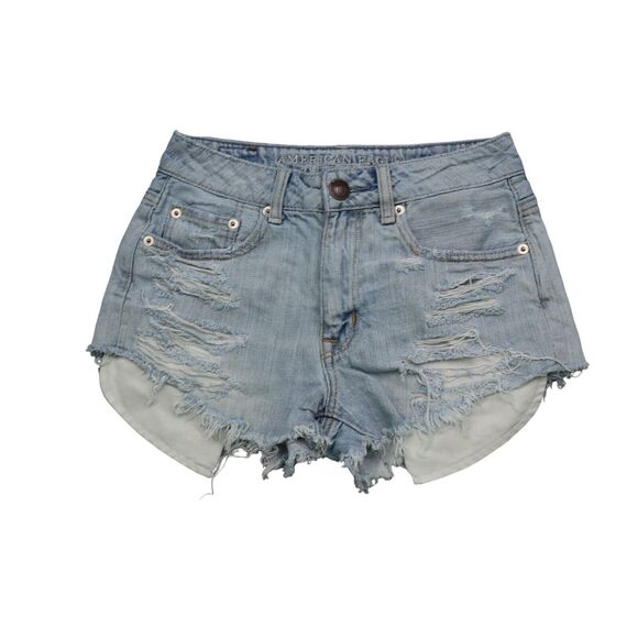 American Eagle Outfitters Shorts Womens 00 Blue High Rise Cut Off Distressed - Picture 1 of 12